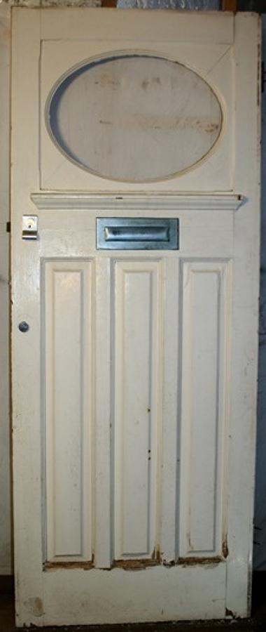 DE0709 An Edwardian Pine Door, Suitable for External Use