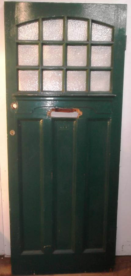DE0461 An Edwardian Pine Front Door with 12 Glazed Panels