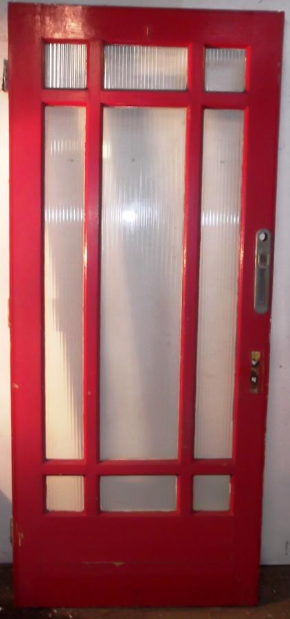 DE0479 A Good Sized Edwardian Pine Art Deco Glazed Door for External U
