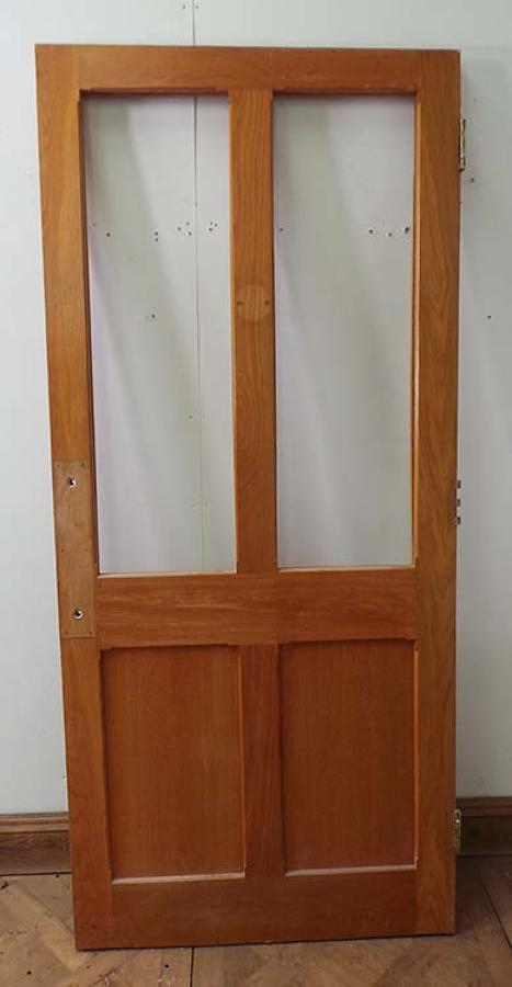 DI0464 LOVELY LATE VICTORIAN/EDWARDIAN PANELLED SOLID OAK GLAZED DOOR