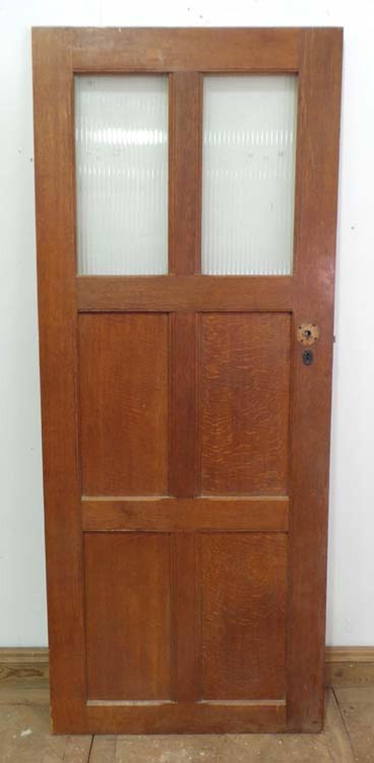DI0474 LOVELY EDWARDIAN ARTS & CRAFTS STYLE OAK PANELLED GLAZED DOOR