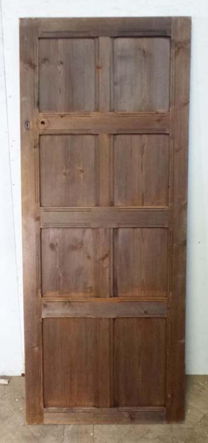 DI0553 EDWARDIAN ARTS & CRAFTS PITCH PINE PANELLED DOOR