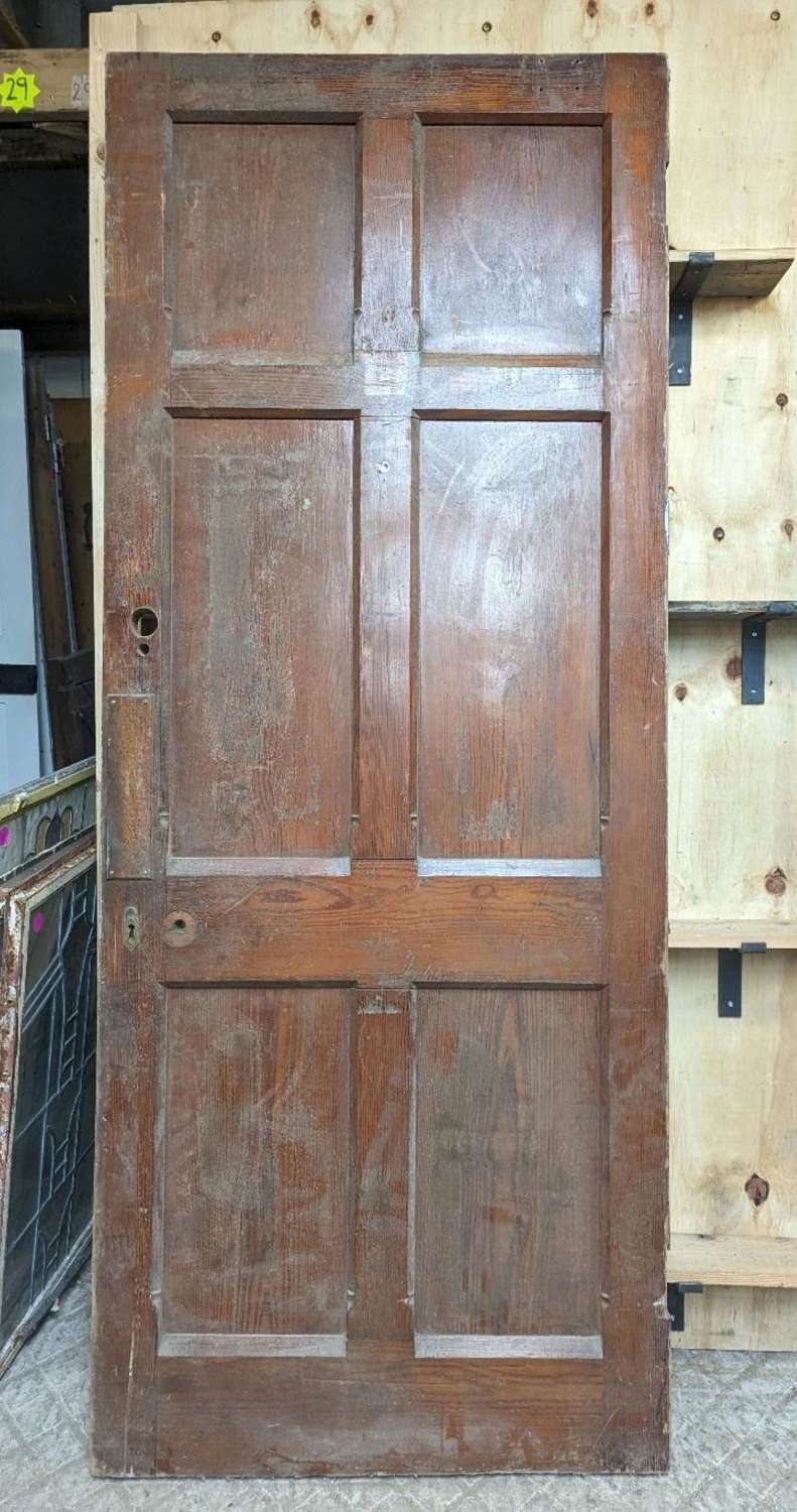 DI0618 A TALL CLASSIC VICTORIAN GOTHIC PANELLED PITCH PINE & OAK DOOR