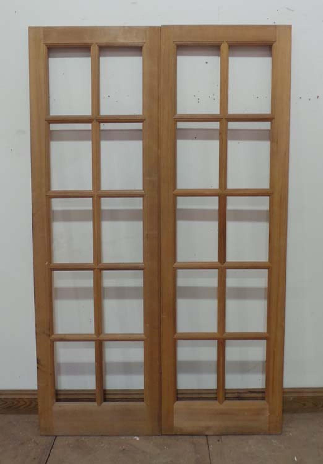 DP0140 LOVELY PAIR OF EDWARDIAN STYLE MODERN PINE FRENCH DOORS