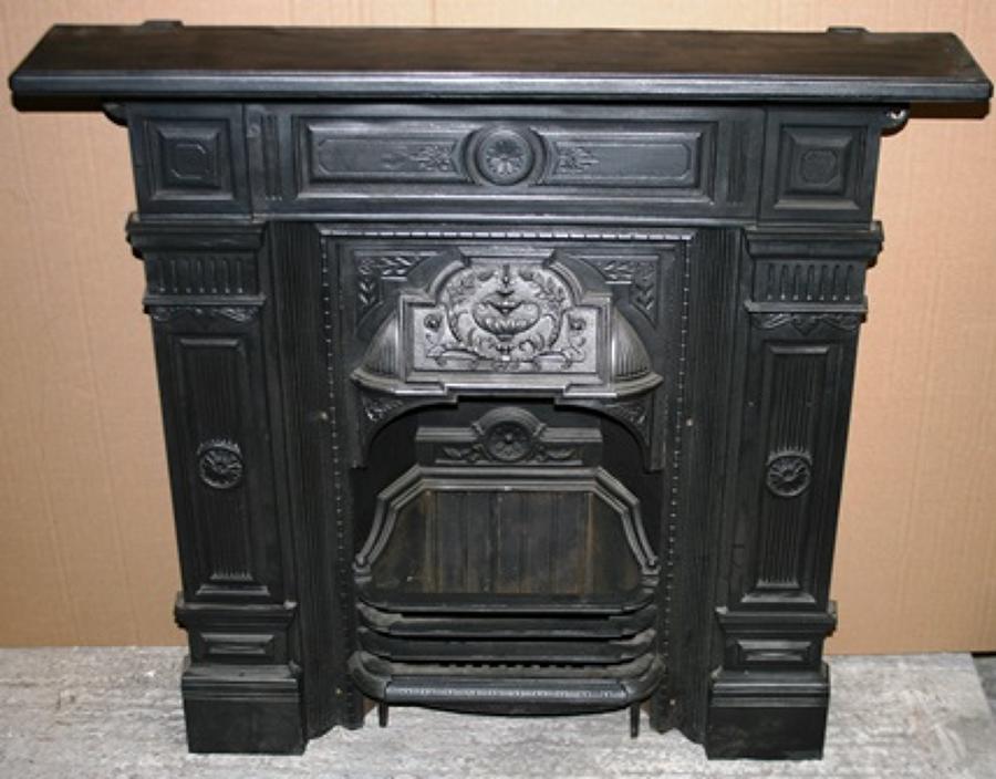 FC0018 A Large Antique Cast Iron Fireplace, c.1899