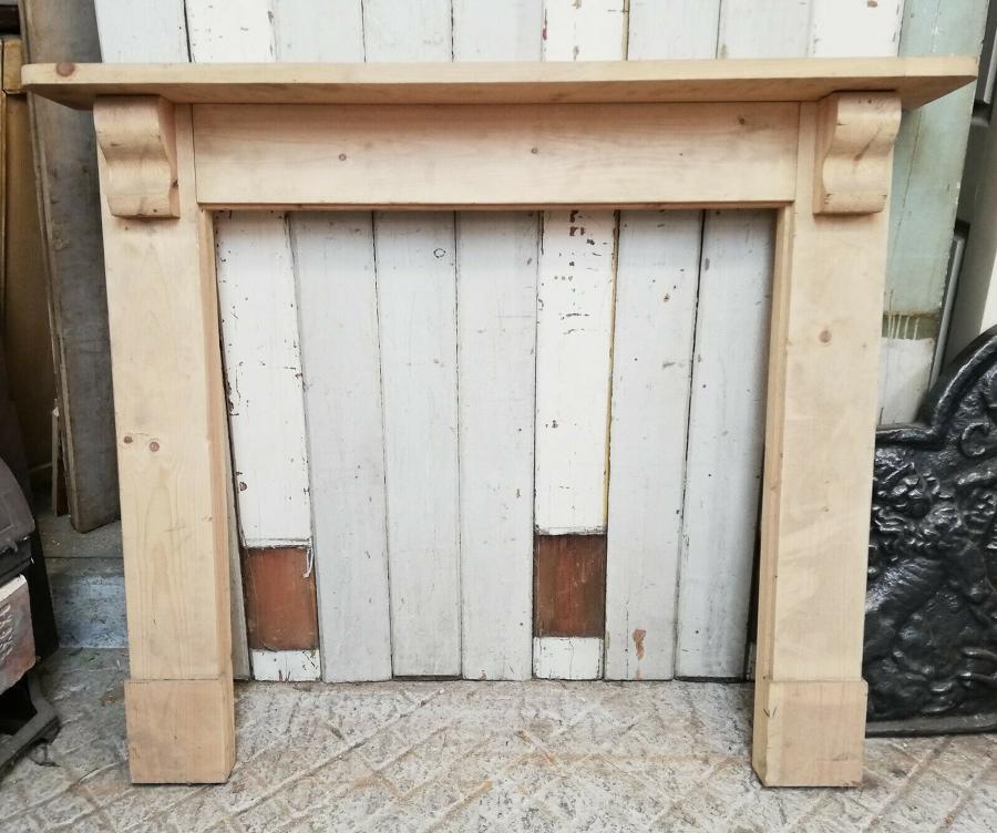 FS0025 RECLAIMED STRIPPED PINE FIRE SURROUND FOR WOODBURNER / BASKET