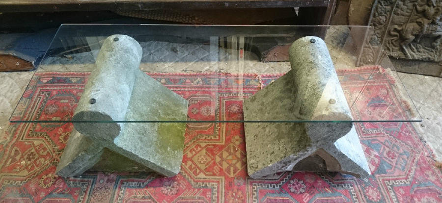 Upcycled Stone and Glass Coffee Table  ref 843