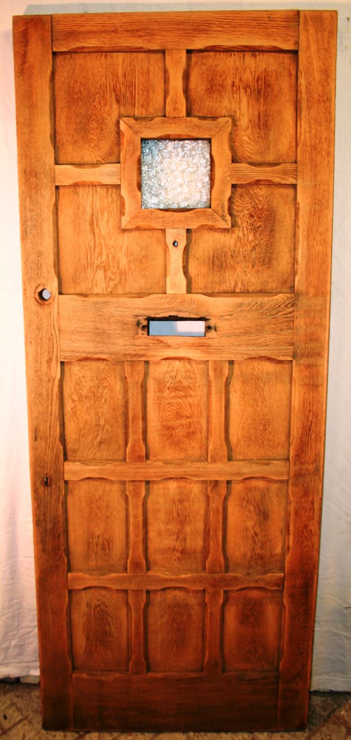 DE0735 A Reclaimed Oak Panelled Front Door with a Glazed Panel