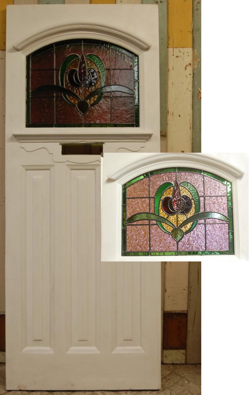 DE0741 Edwardian Front Door with Original Stained Glass
