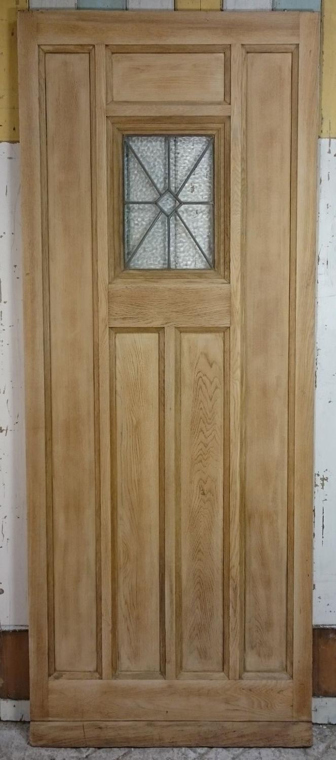 DE0744 A Reclaimed Oak Front Door with Glazed Leaded Panel