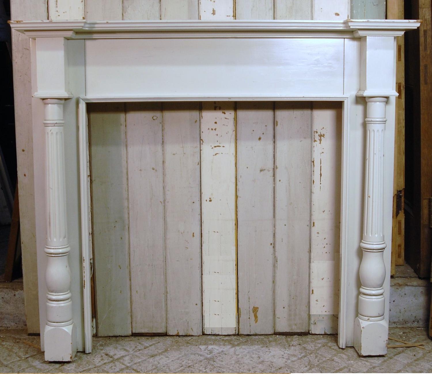 FS0031 A Large Reclaimed Decorative Painted Pine Fire Surround