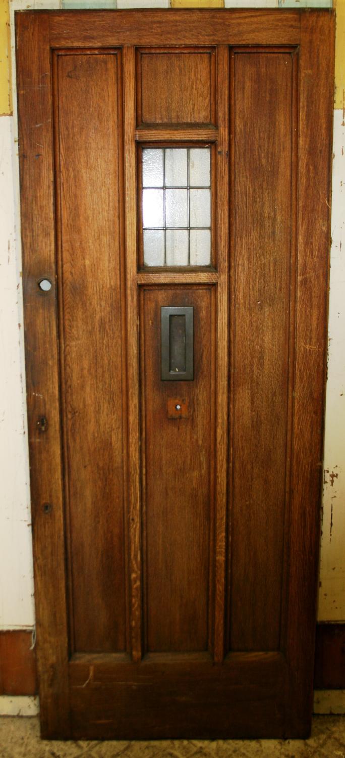 DE0750 A Late Arts & Crafts Oak Front Door c.1925
