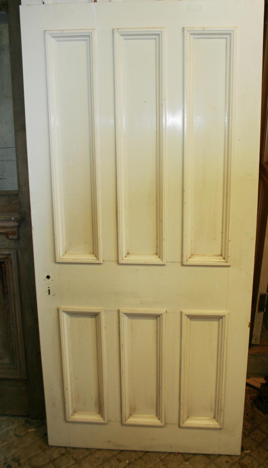 DB0626 A Late Victorian 6 Panelled Pine Door with Bolection Mouldings