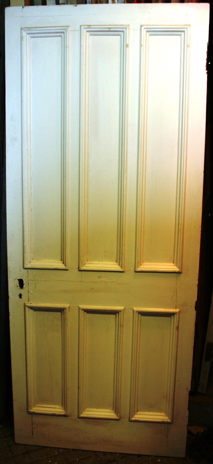 DB0630 A Late Victorian 6 Panelled Pine Door with Bolection Mouldings