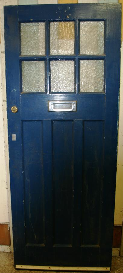 DE0402 An Edwardian Pine Front Door with 6 Glazed Panels
