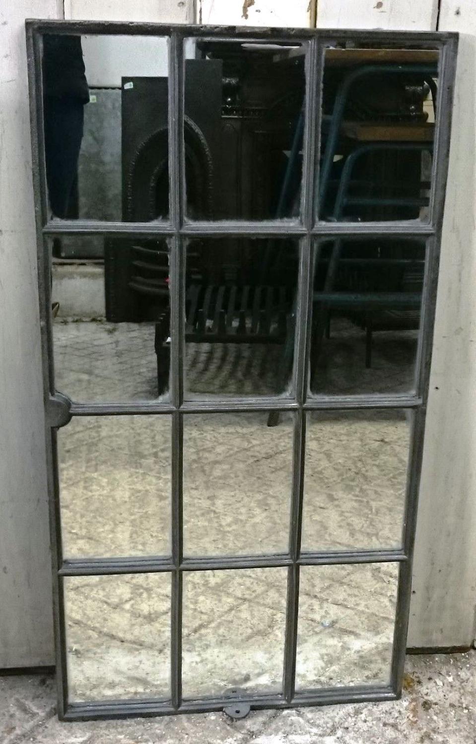 Antique Upcycled Cast Iron Industrial Window Mirror