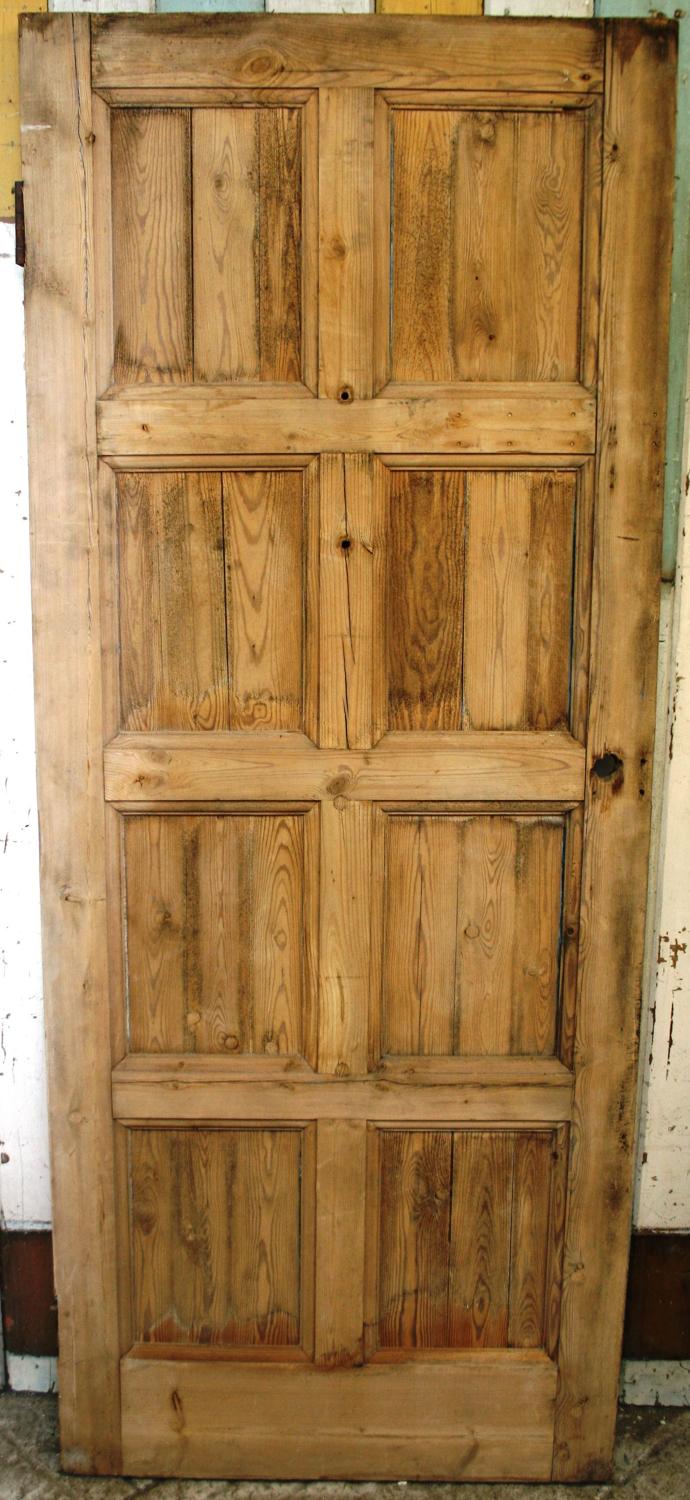 DB0267 A Stripped, 8 Panel, Edwardian Pine Door