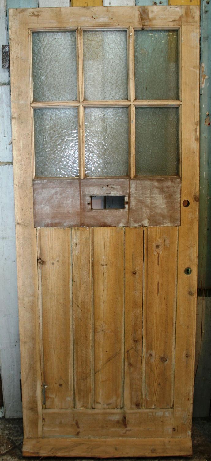 DE0155 An Edwardian Front Door w. 6 Glazed Panels over 6 Solid Panels