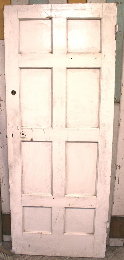 DI0448 A Painted, 8 Panel Edwardian Pine Internal Door c.1925