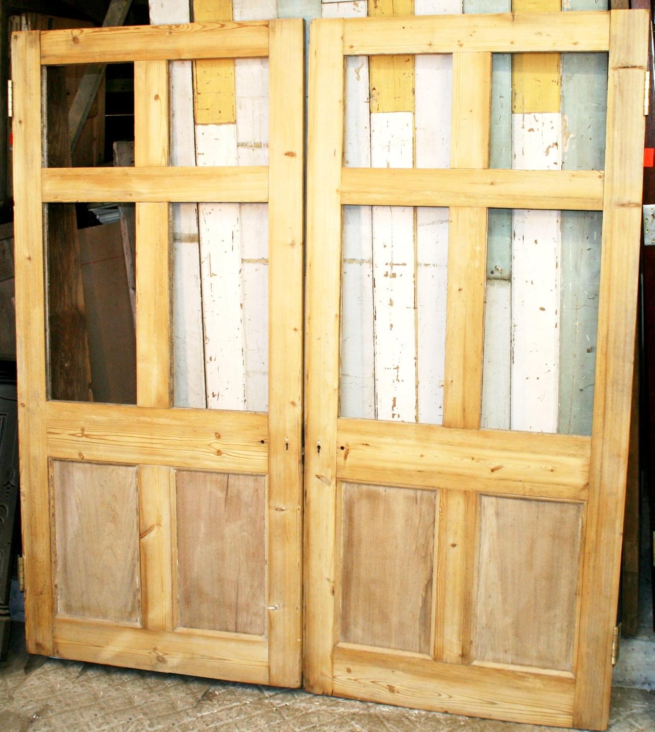 DP0251 A Fine Pair of Victorian Pine Doors for Glazing