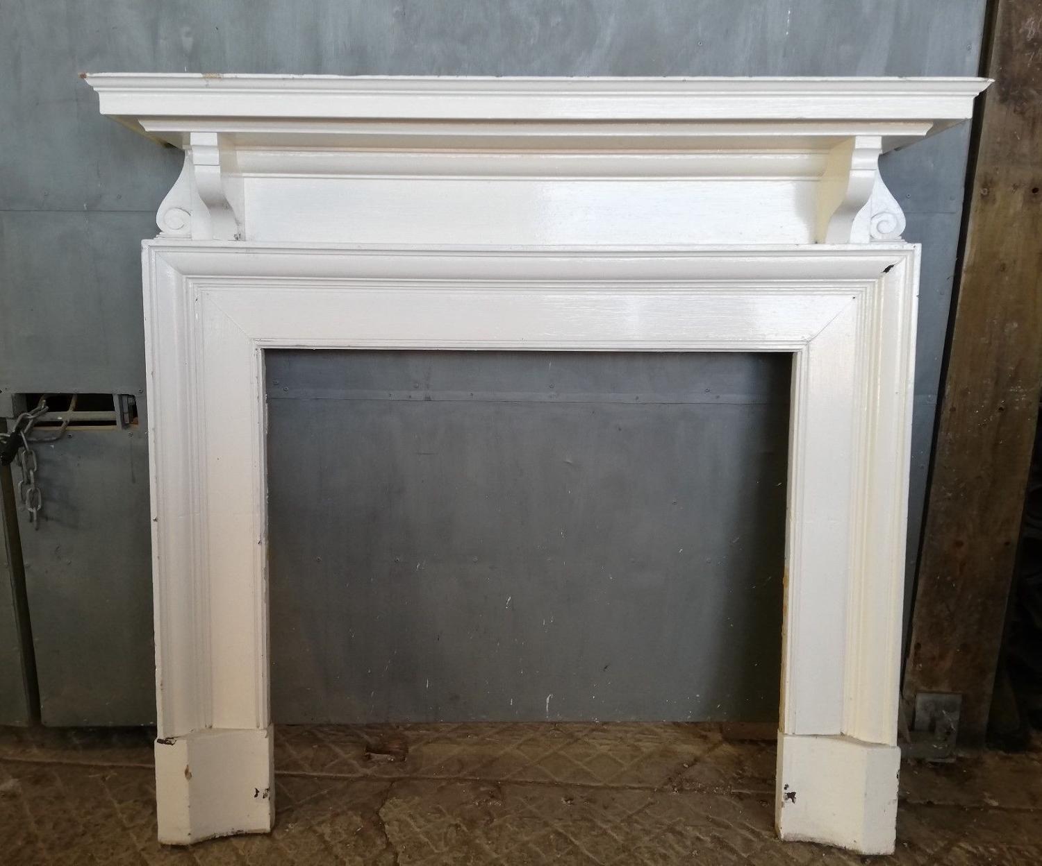 FS0048 LARGE EDWARDIAN PAINTED PINE FIRE SURROUND FOR WOOD BURNER