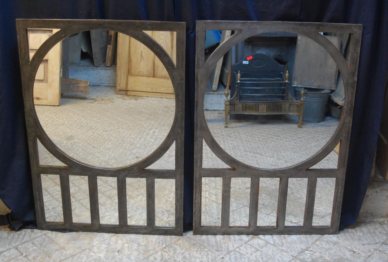 M1210 A PAIR OF FANTASTIC RECLAIMED ART DECO WINDOW FRAME MIRRORS