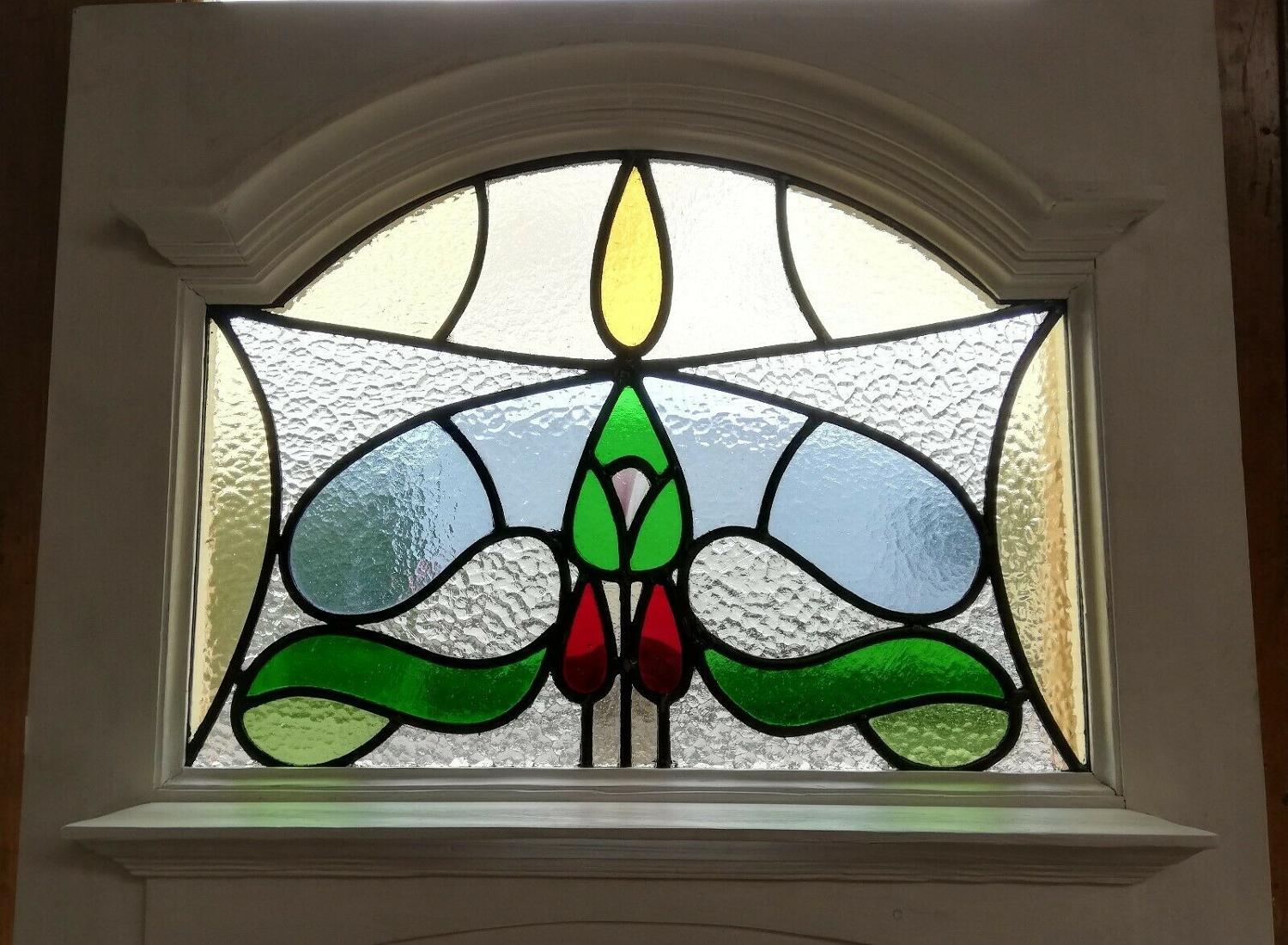 DE0801 EDWARDIAN FRONT DOOR WITH BEAUTIFUL STAINED GLASS PANEL
