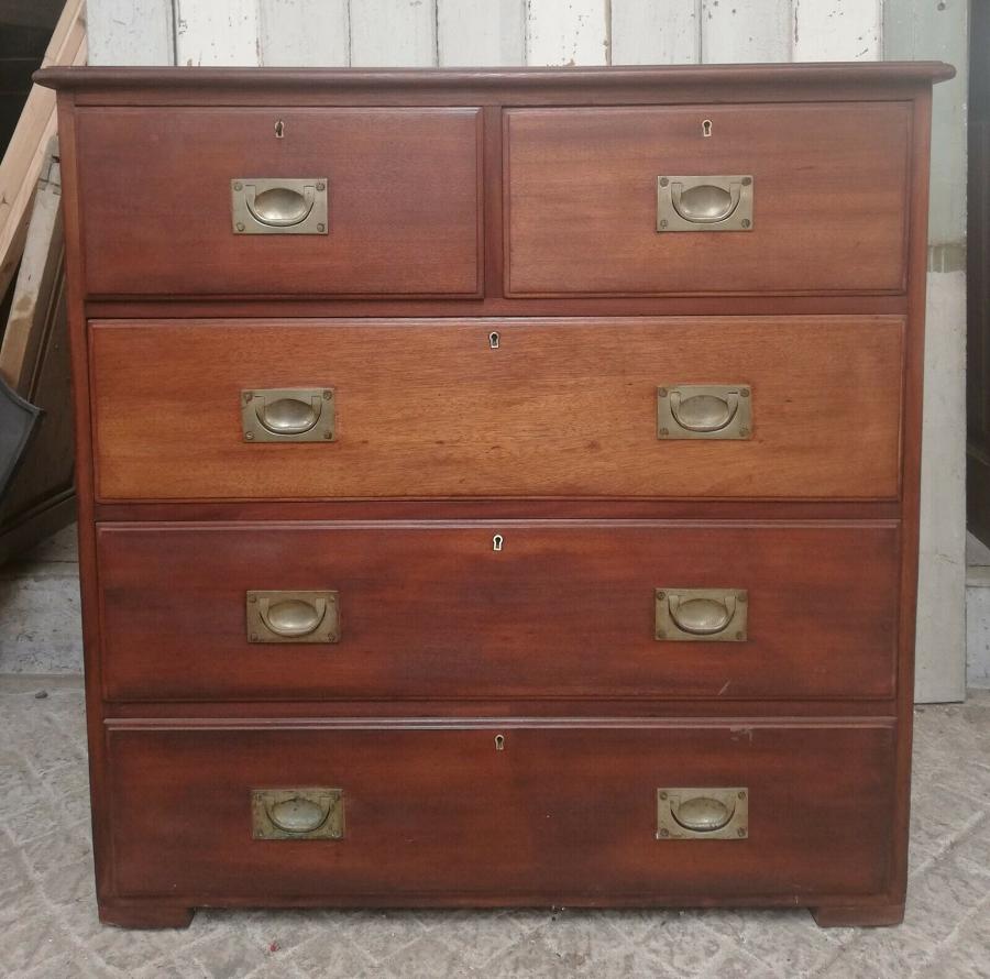M1297 A RECLAIMED ANTIQUE MAHOGANY CHEST OF DRAWERS DATE C. 1919