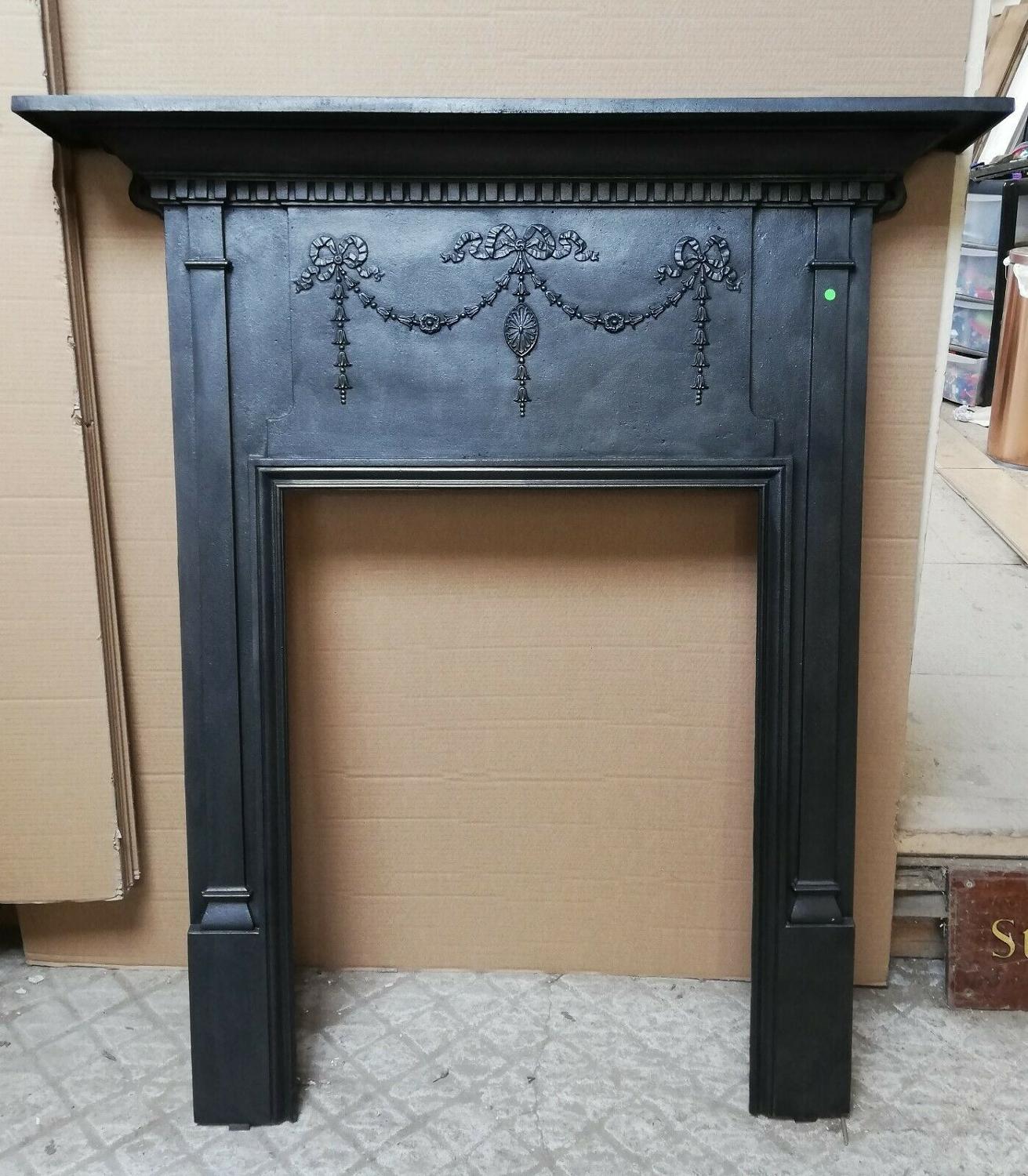 FS0081 VICTORIAN CAST IRON FIRE SURROUND FOR WOOD BURNER