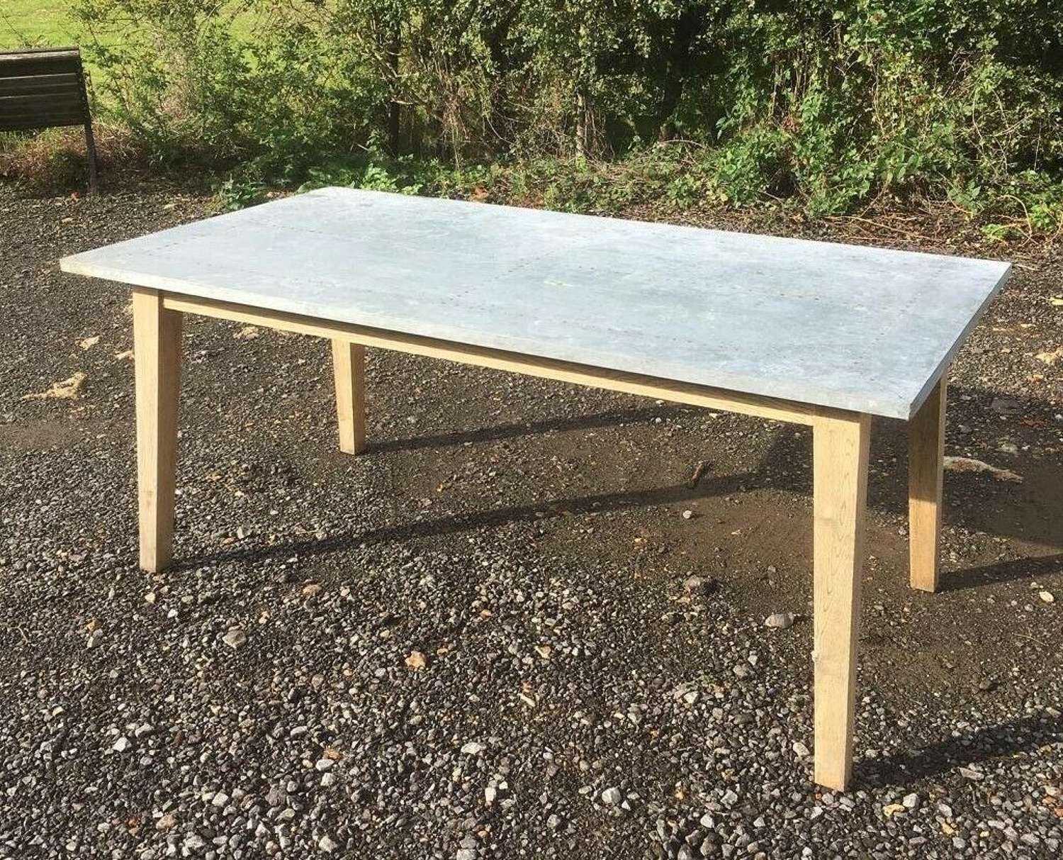 M1317 RECLAIMED INDUSTRIAL STYLE LOAF ZINC TOPPED 6 SEATER TABLE