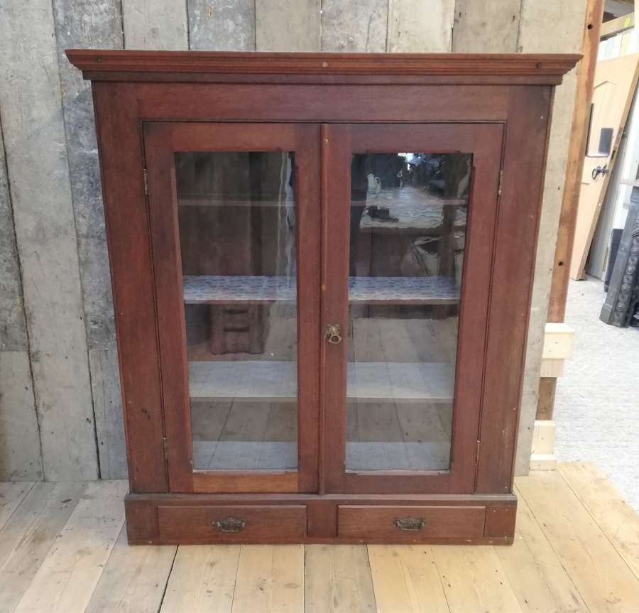 M1350 A RECLAIMED ANTIQUE VINTAGE MAHOGANY CUPBOARD / DISPLAY CABINET