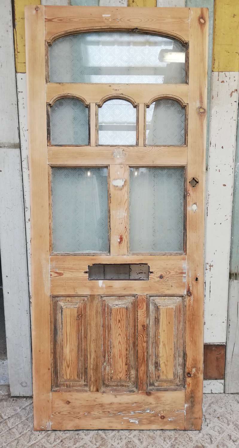 DE0845 BEAUTIFUL VICTORIAN FRONT DOOR WITH ETCHED GLASS PANELS