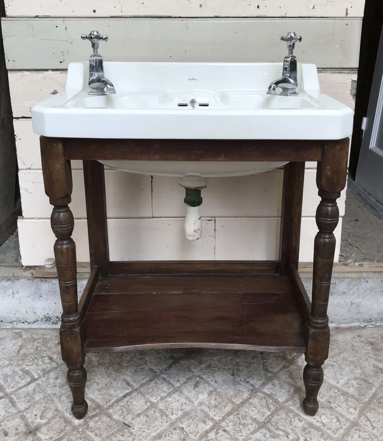 m1372 a vintage antique reclaimed porcelain bathroom sink and stand