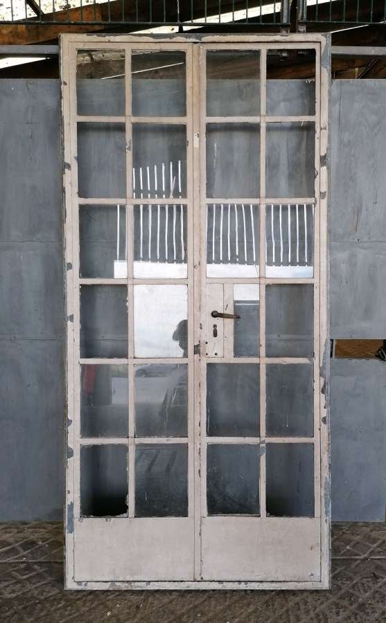 DI0720 PAIR OF UNRESTORED RECLAIMED INTERNAL CRITTALL DOORS AND FRAME
