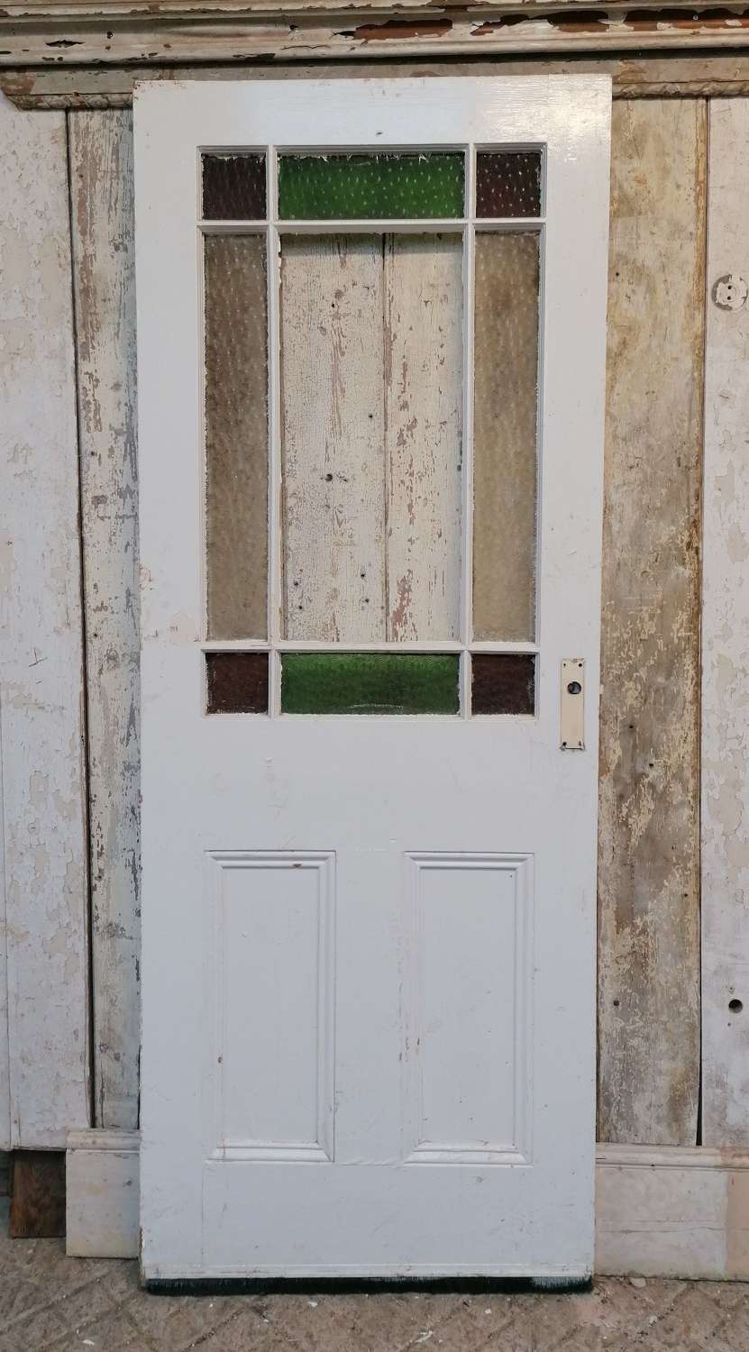 DI0732 A RECLAIMED PAINTED PINE CARDIFF INTERNAL DOOR WITH GLAZING