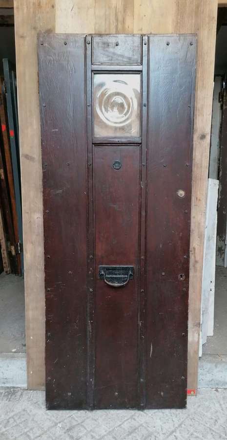 DE0880 RECLAIMED ARTS AND CRAFTS GLAZED OAK FRONT DOOR C.1938