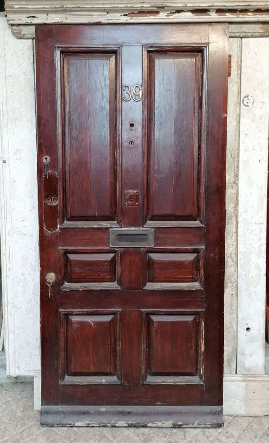 DE0899 A RECLAIMED ANTIQUE 6 PANEL PINE FRONT DOOR C.1925
