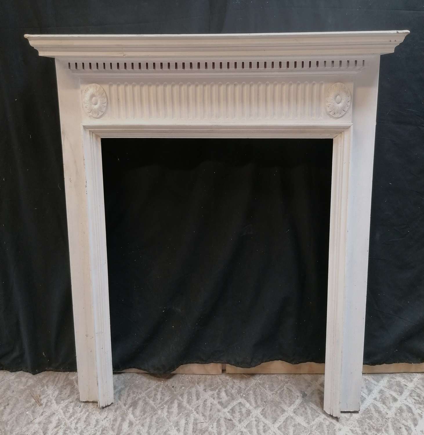 FS0157 A DECORATIVE RECLAIMED PAINTED PINE FIRE SURROUND
