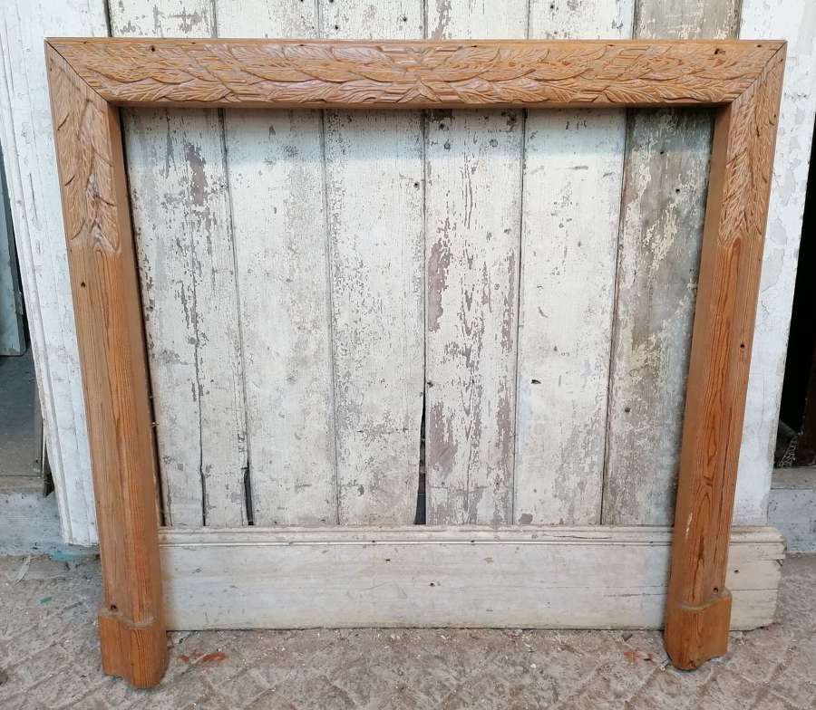 FS0160 A RECLAIMED HAND CARVED PINE FIRE SURROUND