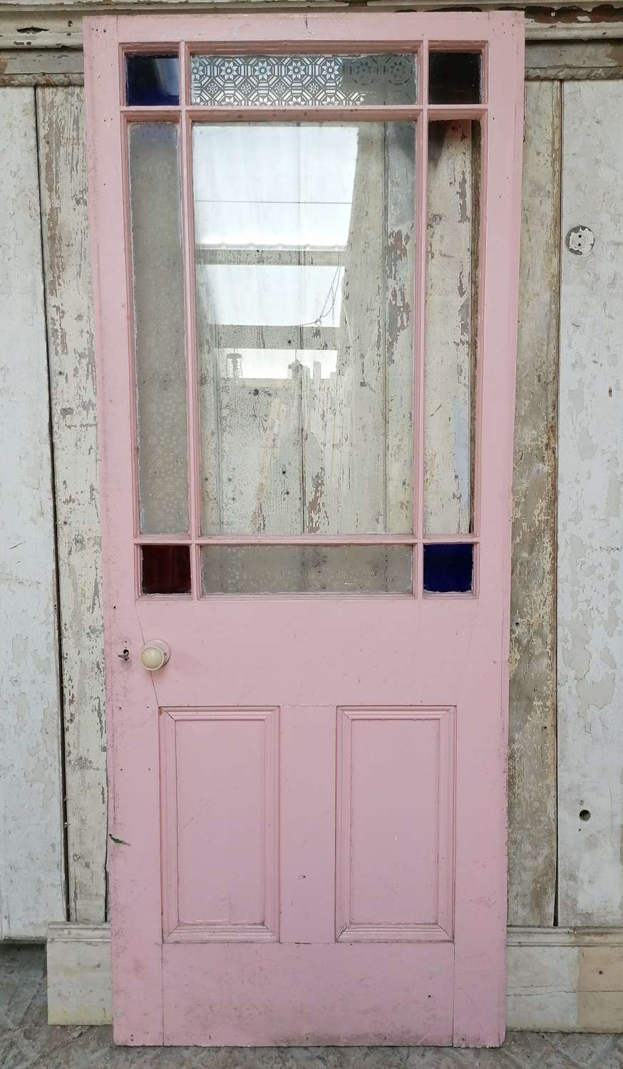 DI0757 A RECLAIMED ANTIQUE PINE INTERNAL GLAZED CARDIFF DOOR
