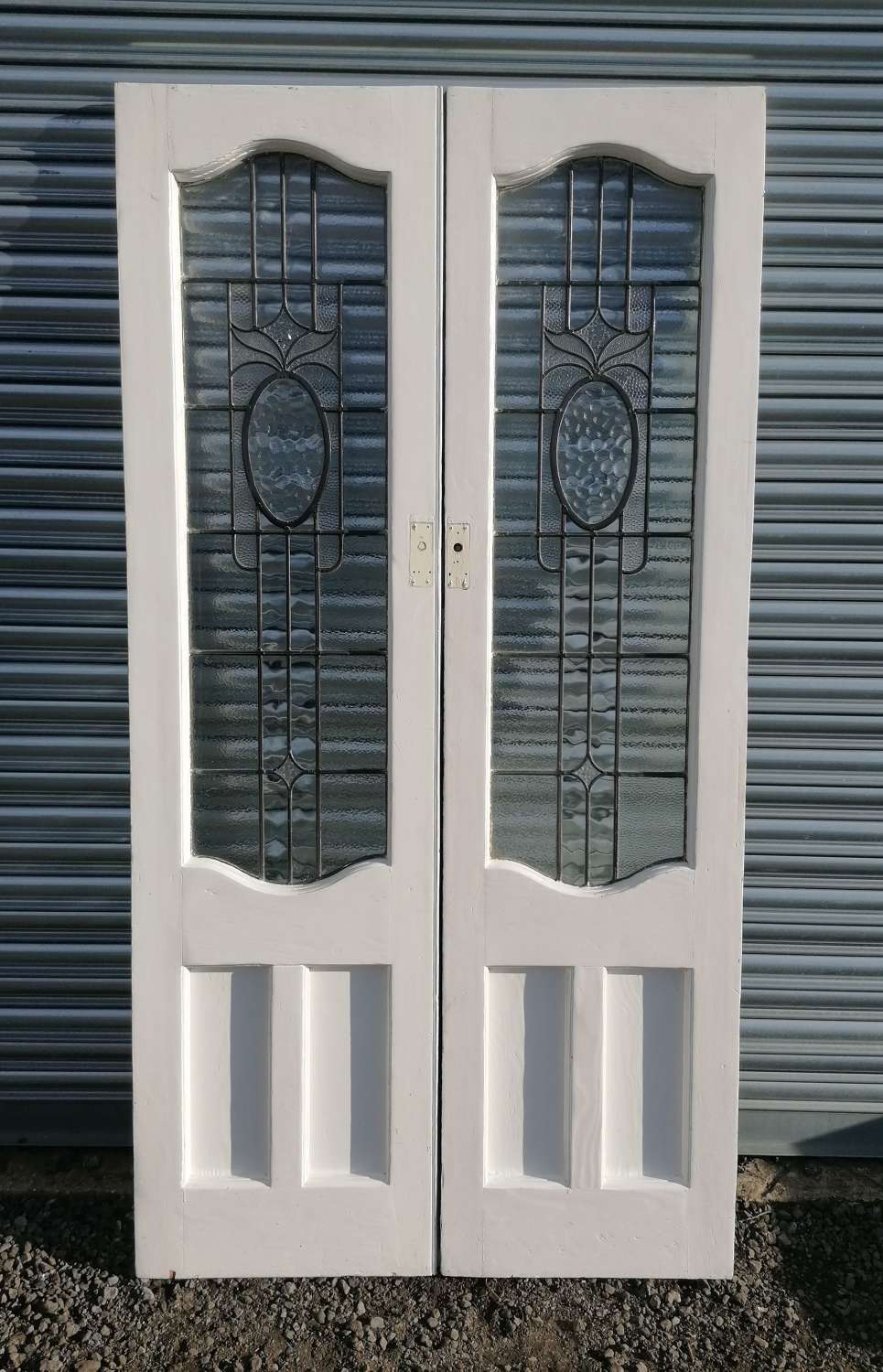 DP0359 A PAIR OF RECLAIMED INTERNAL/EXTERNAL PINE GLAZED FRENCH DOORS