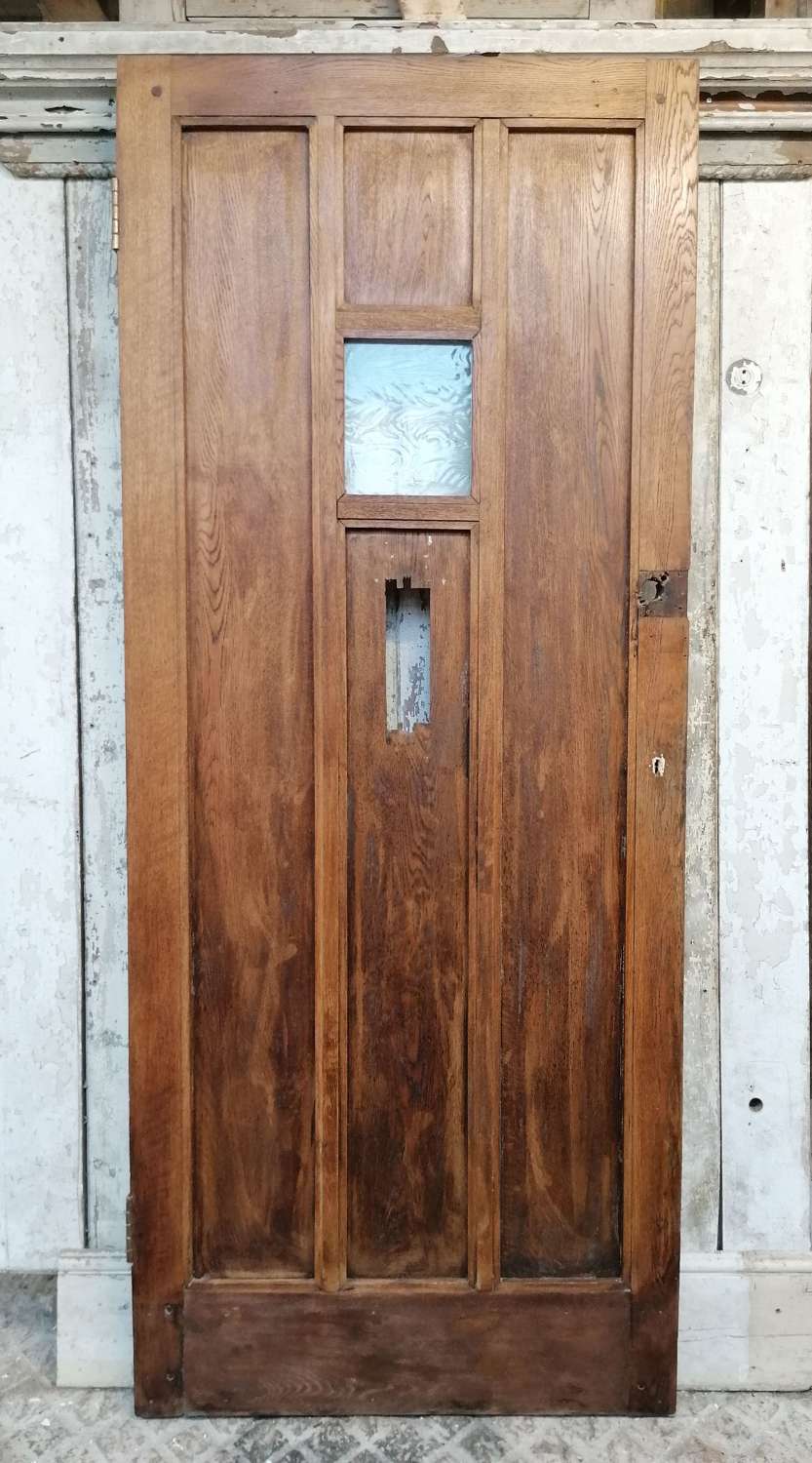 DE0928 RECLAIMED OAK COTTAGE STYLE EXTERNAL DOOR WITH GLAZED PANEL