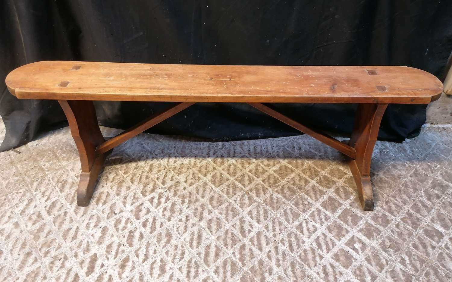 M1604 A RECLAIMED GOTHIC ELM / FRUIT WOOD BENCH FOR HALL / TABLE