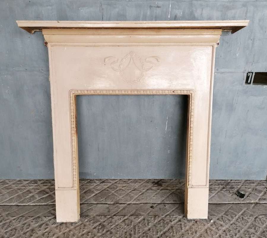 FS0208 A LARGE RECLAIMED EDWARDIAN PAINTED CAST IRON FIRE SURROUND