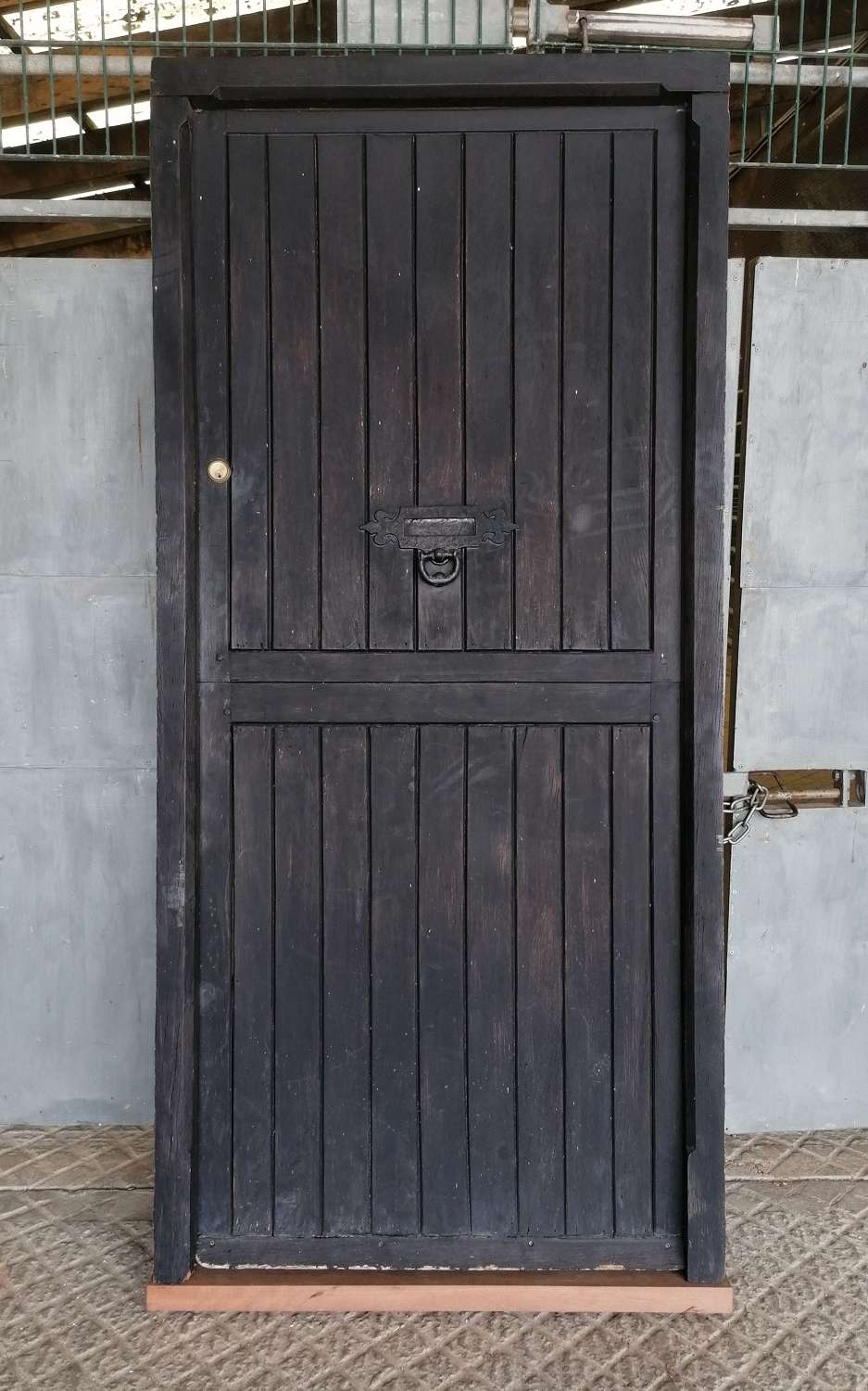 DE0945 A RECLAIMED OAK GOTHIC STYLE STABLE DOOR & FRAME C.1890s