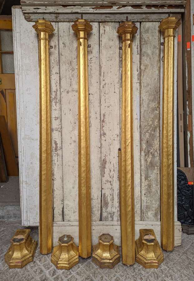 M1694 FOUR STUNNING RECLAIMED EX CATHEDERAL WOODEN PILASTERS / COLUMNS