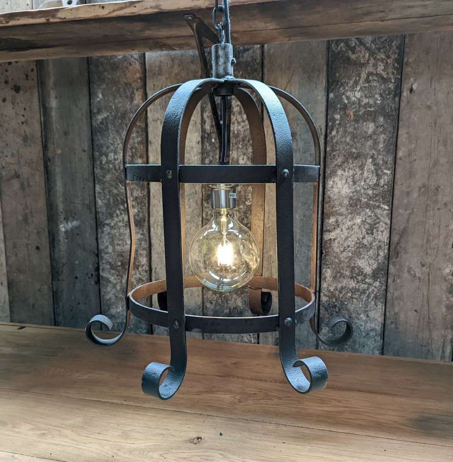 M1695 A RECLAIMED CAST IRON BRAZIER TO BE CONVERTED INTO CEILING LIGHT