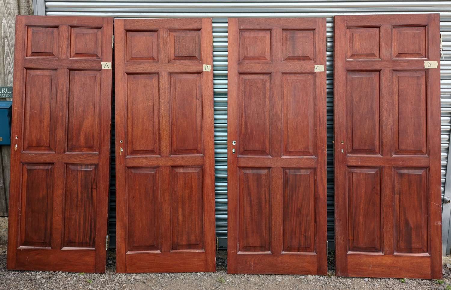 DI0802 FOUR RECLAIMED MAHOGANY 6 PANEL INTERNAL DOORS SOLD SEPERATELY