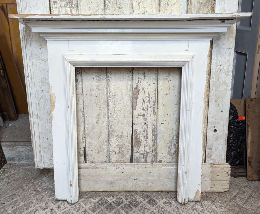FS0220 A LARGE RECLAIMED ANTIQUE PAINTED PINE FIRE SURROUND