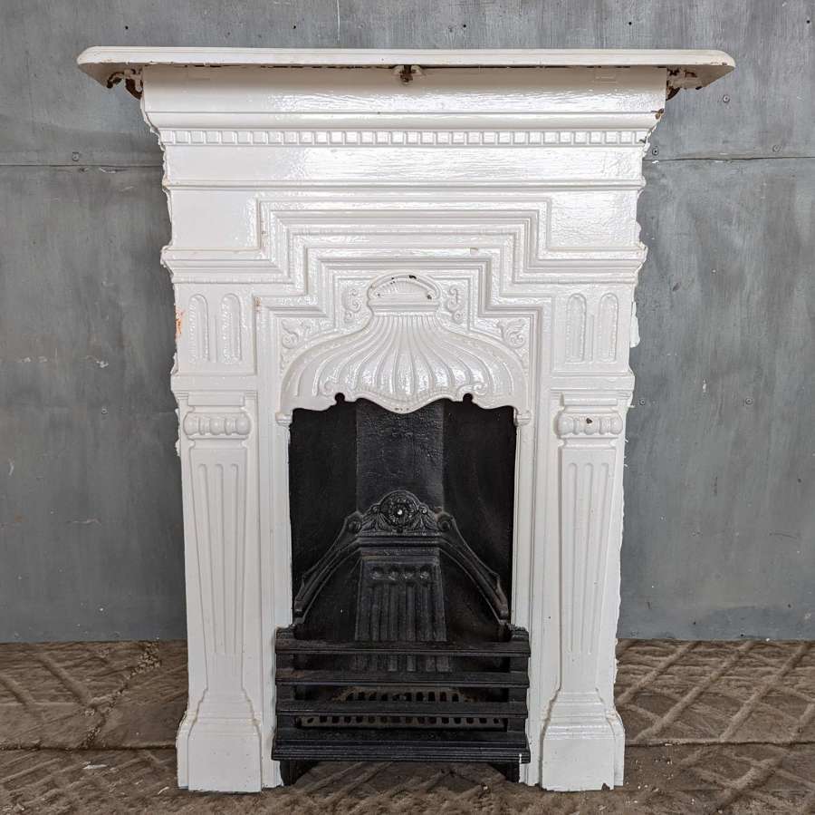 FC0157 A RECLAIMED VICTORIAN PAINTED CAST IRON COMBINATION FIRE